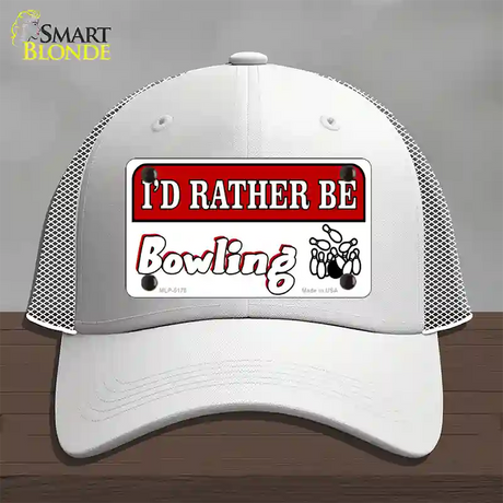 Rather Be Bowling Novelty License Plate Hat Mesh / White