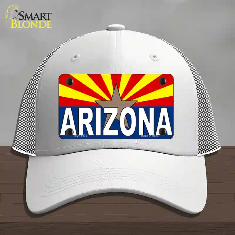 Arizona Flag White Arizona Novelty License Plate Hat Sign Mesh / White