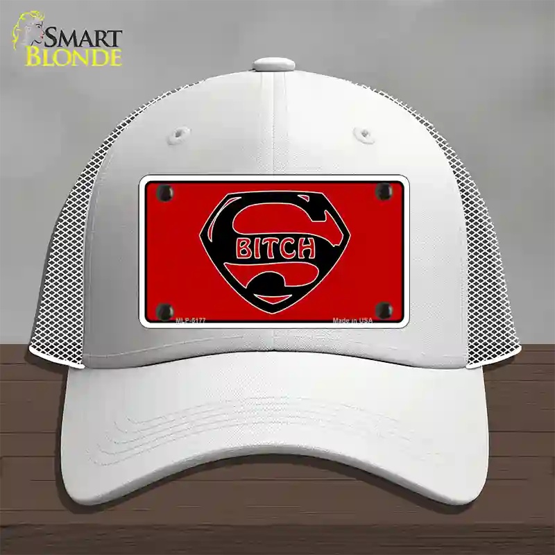 Super Bitch Novelty License Plate Hat Mesh / White