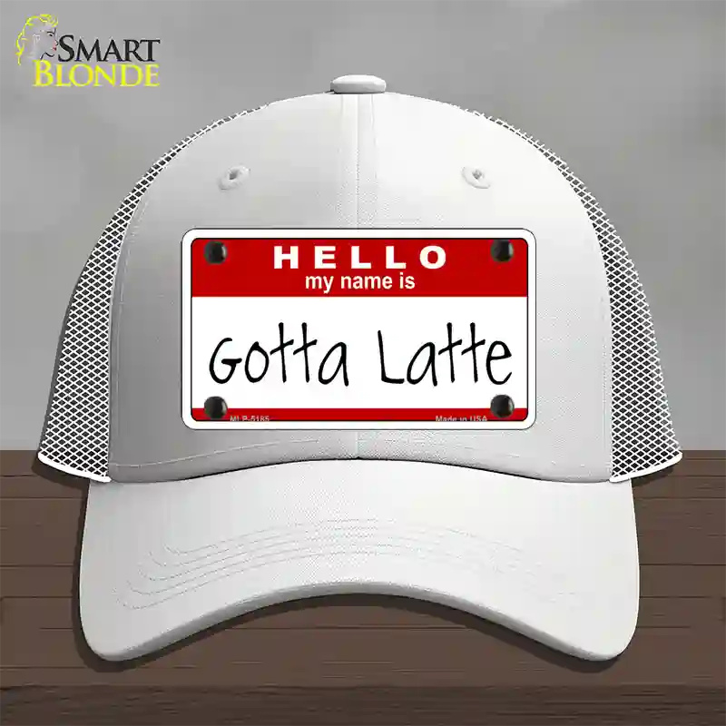 Gotta Latte Novelty License Plate Hat Mesh / White