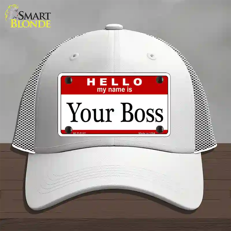 Your Boss Novelty License Plate Hat Mesh / White