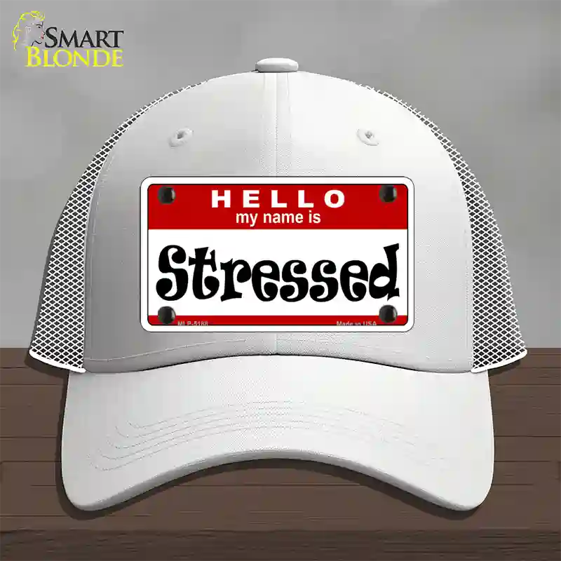 Stressed Novelty License Plate Hat Mesh / White