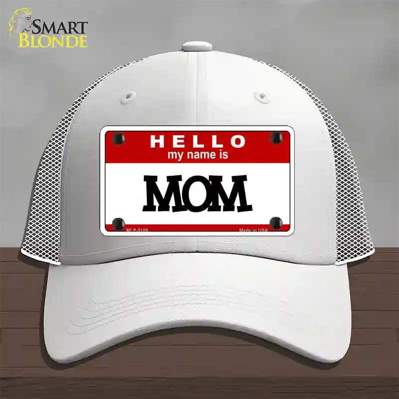 Mom Novelty License Plate Hat Mesh / White