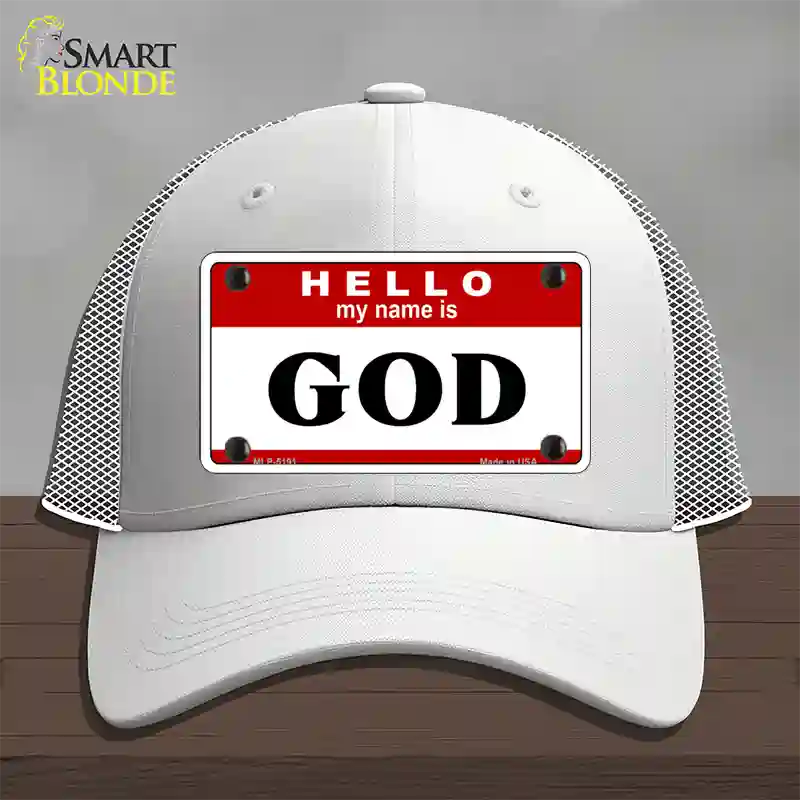 Name Is God Novelty License Plate Hat Mesh / White