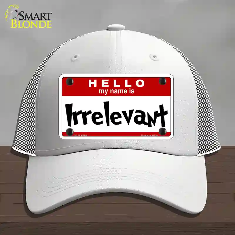 Irrelevant Novelty License Plate Hat Mesh / White