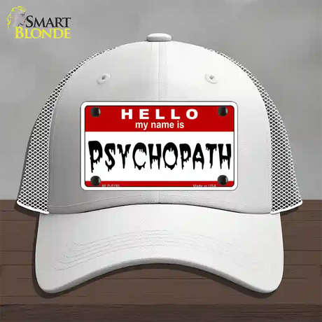 Psychopath Novelty License Plate Hat Mesh / White