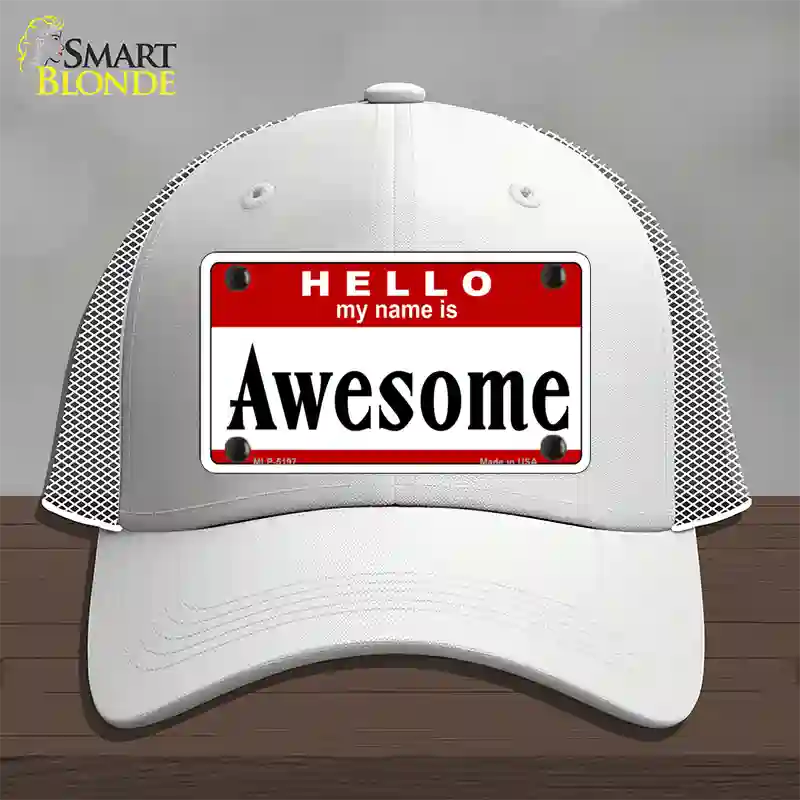 Awesome Novelty License Plate Hat Mesh / White