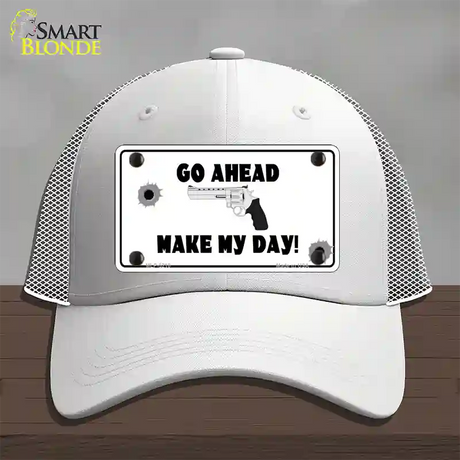 Go Ahead Make My Day Novelty License Plate Hat Mesh / White