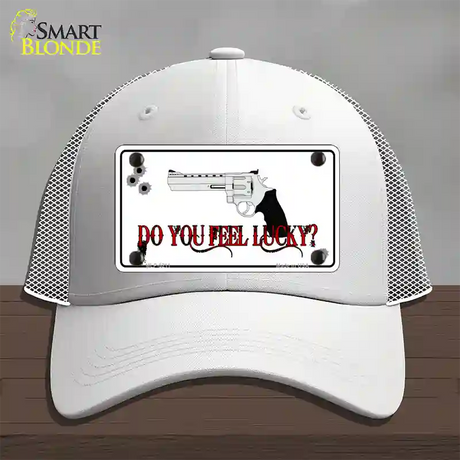 Do You Feel Lucky Novelty License Plate Hat Mesh / White