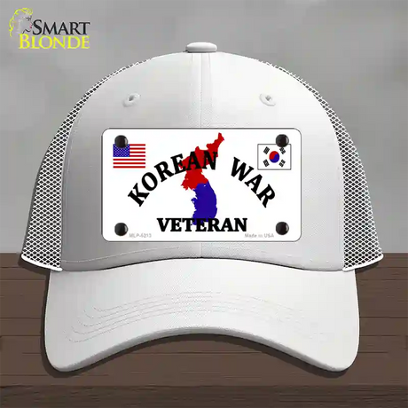 Korean War Veteran Novelty License Plate Hat Mesh / White