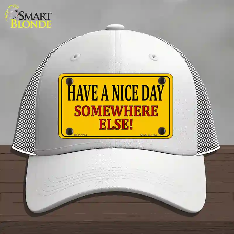 Have a Nice Day Novelty License Plate Hat Mesh / White