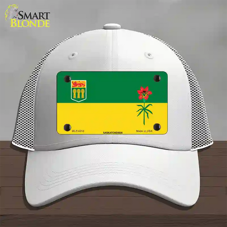 Saskatchewan Flag Novelty License Plate Hat Mesh / White