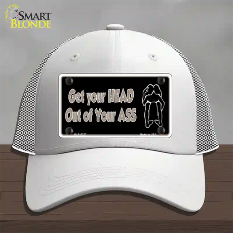 Head Out of Your Ass Novelty License Plate Hat Mesh / White