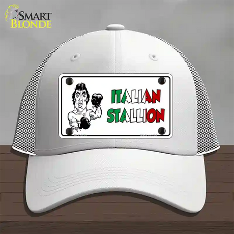 Italian Stallion Novelty License Plate Hat Mesh / White