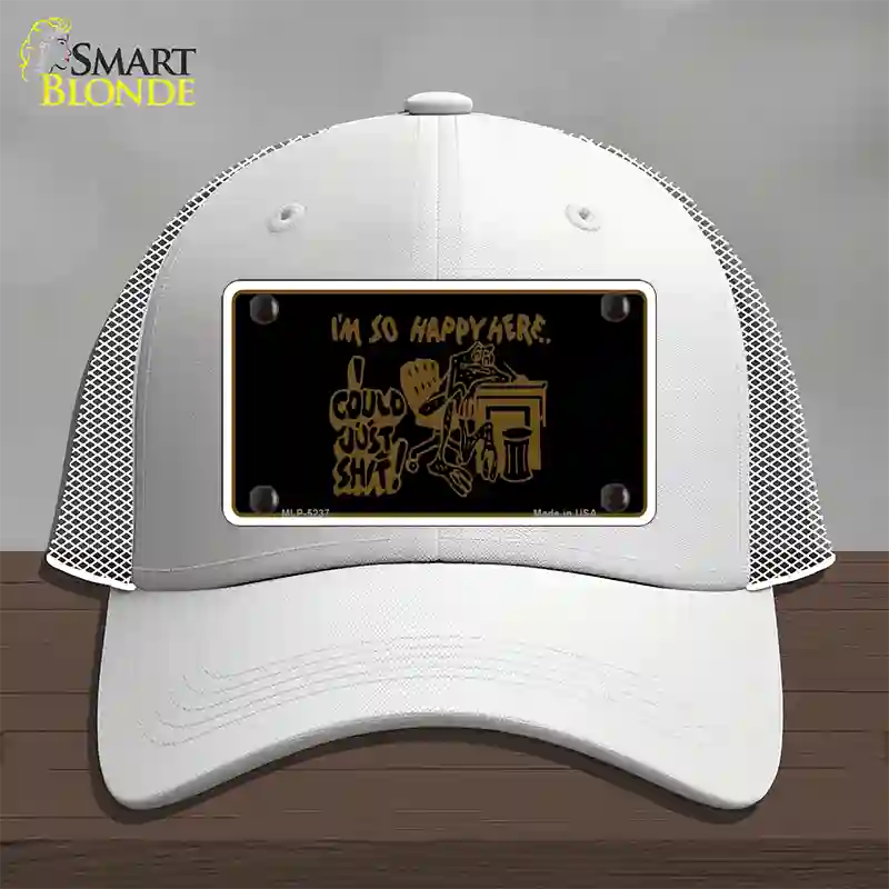 Im So Happy Here Novelty License Plate Hat Mesh / White