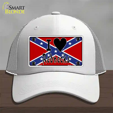 I Love Rednecks Novelty License Plate Hat Mesh / White