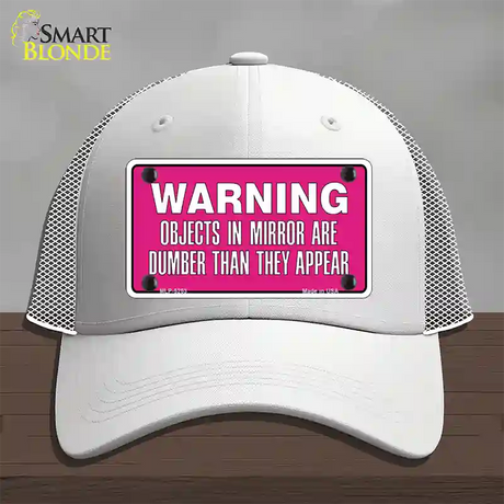 Objects In Mirror Pink Novelty License Plate Hat Mesh / White