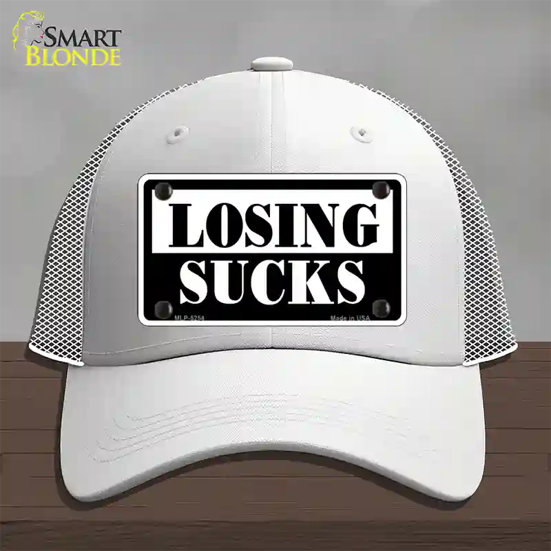 Losing Sucks Novelty License Plate Hat Mesh / White