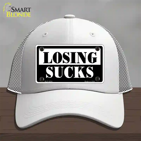 Losing Sucks Novelty License Plate Hat Mesh / White