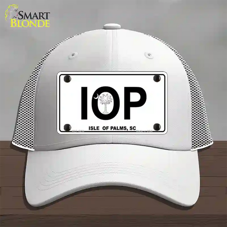 IOP Isle of Palms Novelty License Plate Hat Mesh / White