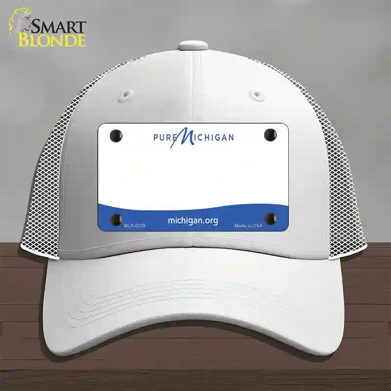 Pure Michigan Blank Novelty License Plate Hat Mesh / White