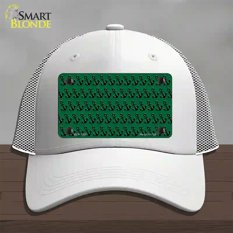 Green Black Anchor Novelty License Plate Hat Mesh / White