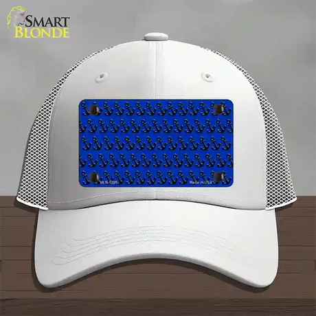 Blue Black Anchor Novelty License Plate Hat Mesh / White