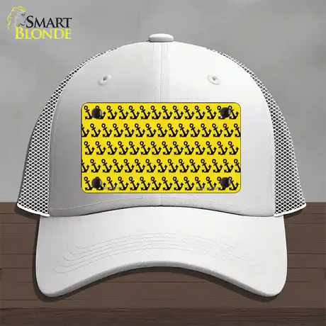 Yellow Black Anchor Novelty License Plate Hat Mesh / White