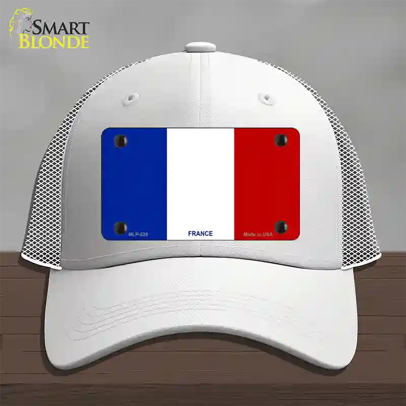 France Flag Novelty License Plate Hat Mesh / White