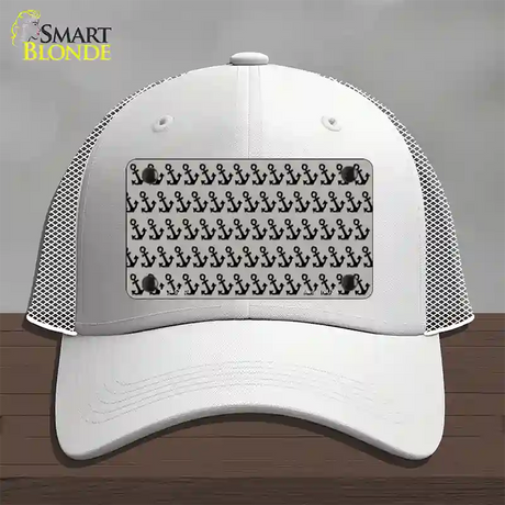 Grey Black Anchor Novelty License Plate Hat Mesh / White