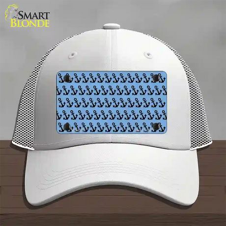 Light Blue Black Anchor Novelty License Plate Hat Mesh / White