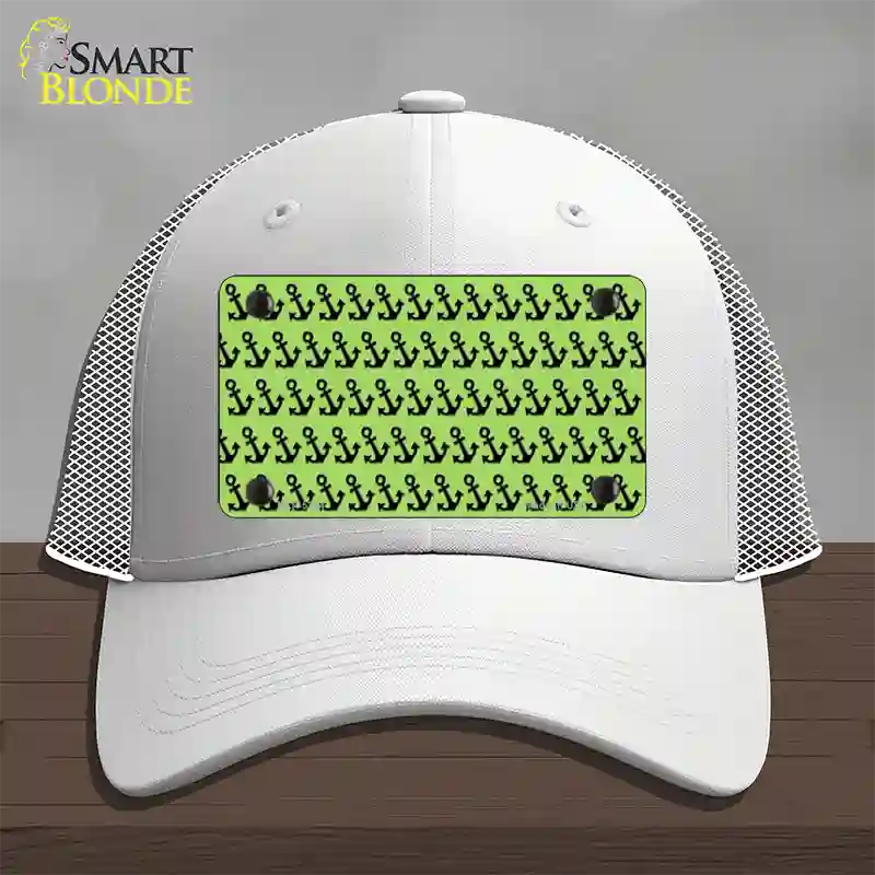 Lime Green Black Anchor Novelty License Plate Hat Mesh / White