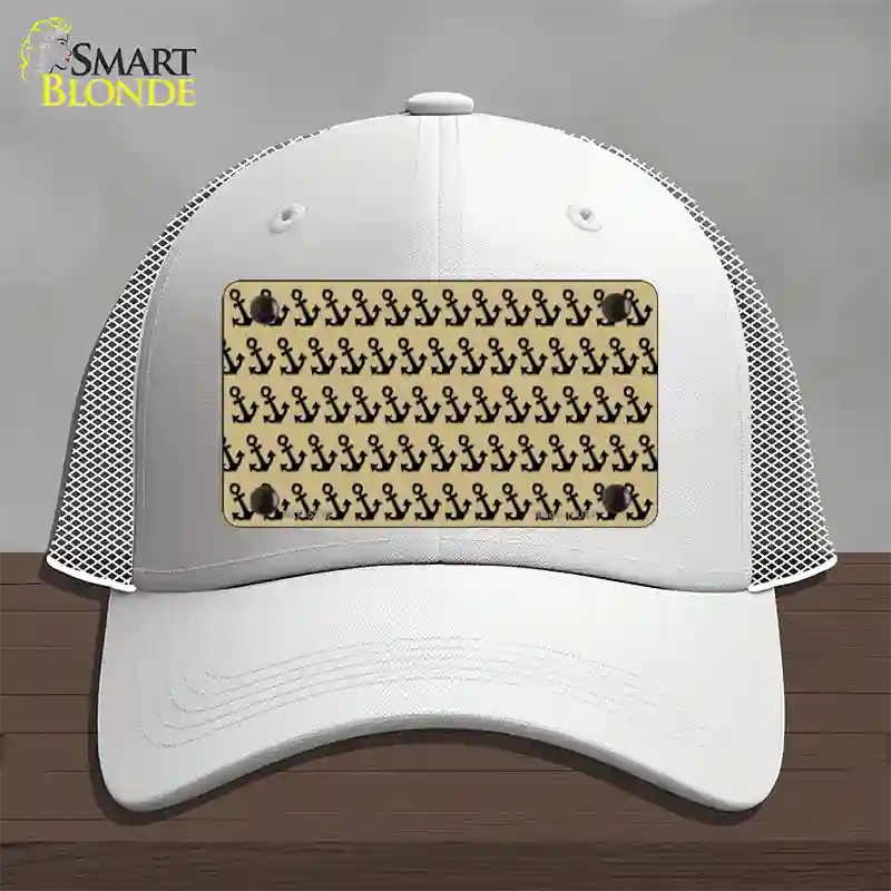 Gold Black Anchor Novelty License Plate Hat Mesh / White