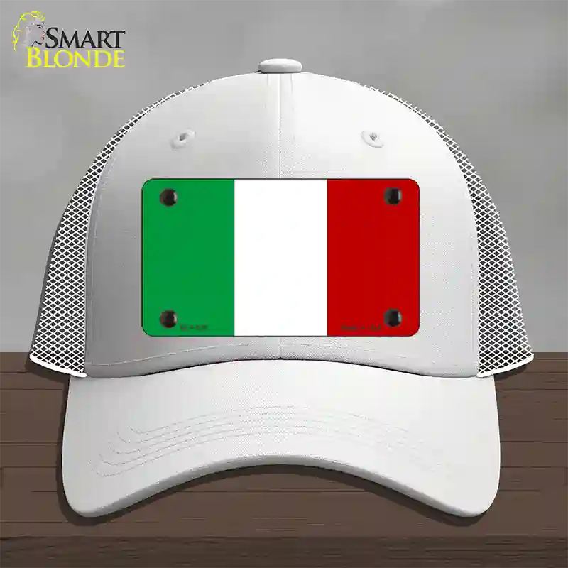 Italy Flag Novelty License Plate Hat Mesh / White