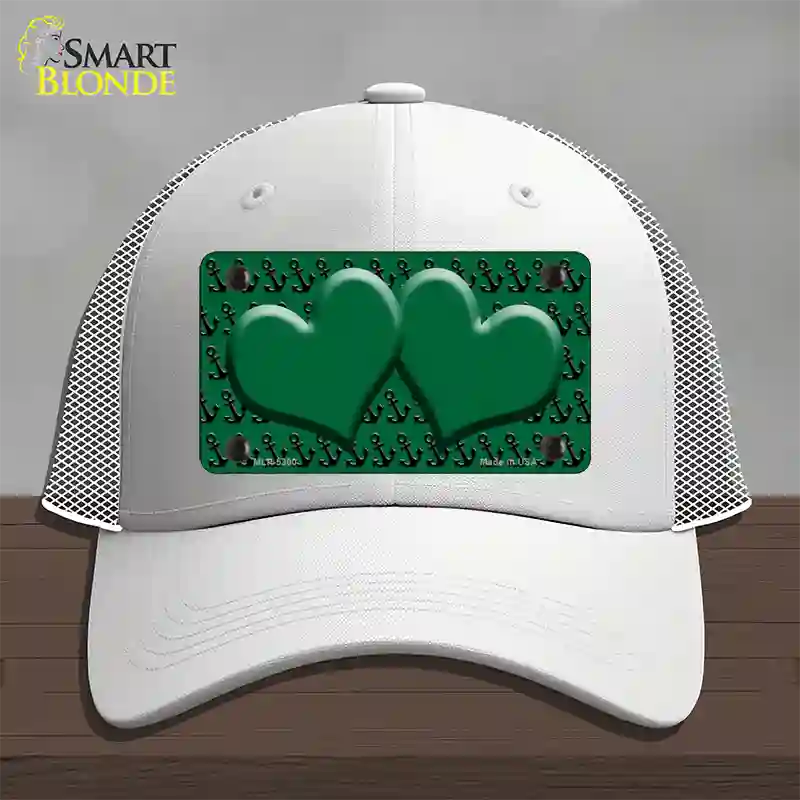 Green Black Anchor Green Heart Center Novelty License Plate Hat Mesh / White