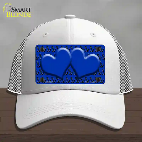 Blue Black Anchor Blue Heart CenterNovelty License Plate Hat Mesh / White