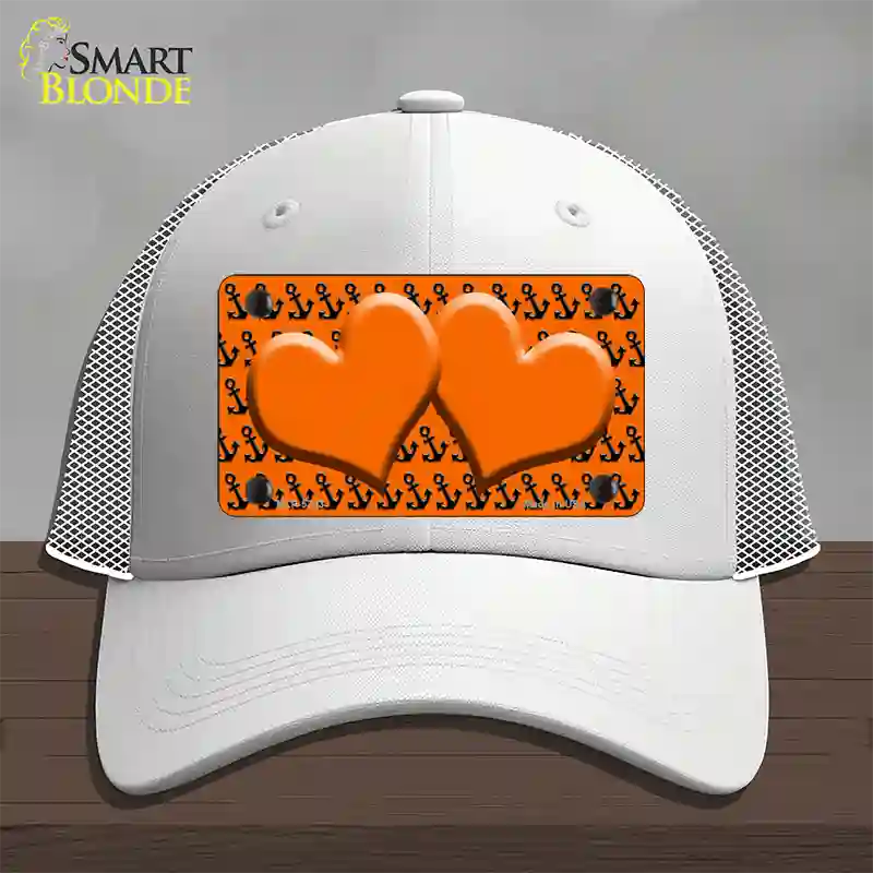 Orange Black Anchor Orange Heart Center Novelty License Plate Hat Mesh / White