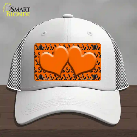 Orange Black Anchor Orange Heart Center Novelty License Plate Hat Mesh / White