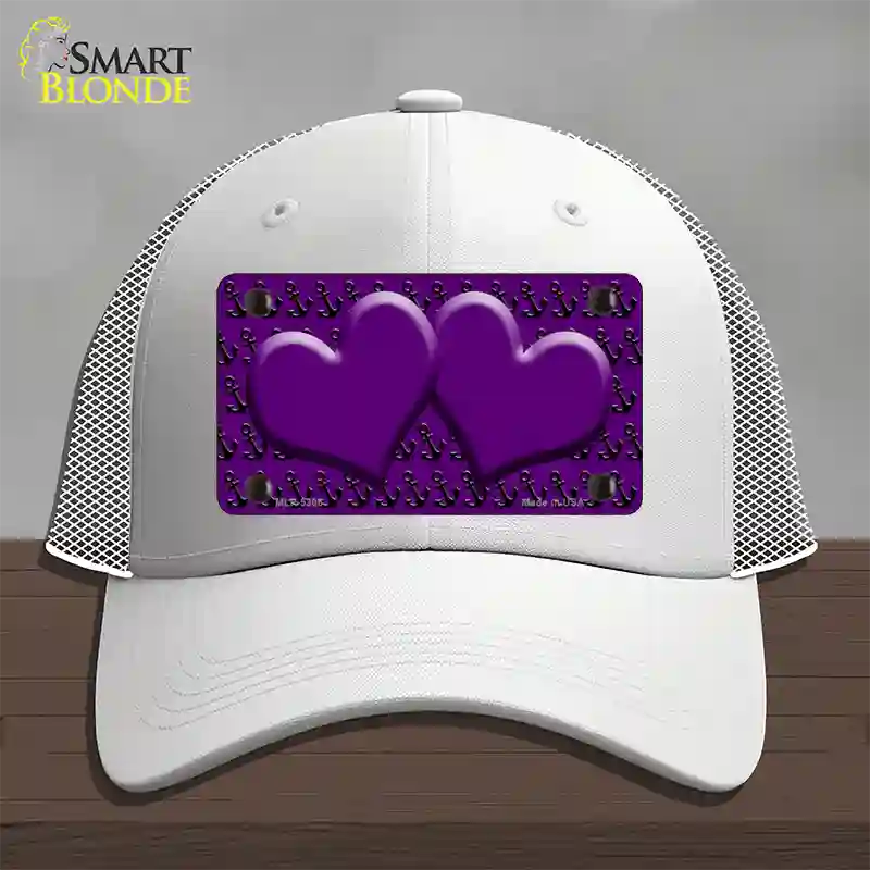 Purple Black Anchor Purple Heart Center Novelty License Plate Hat Mesh / White