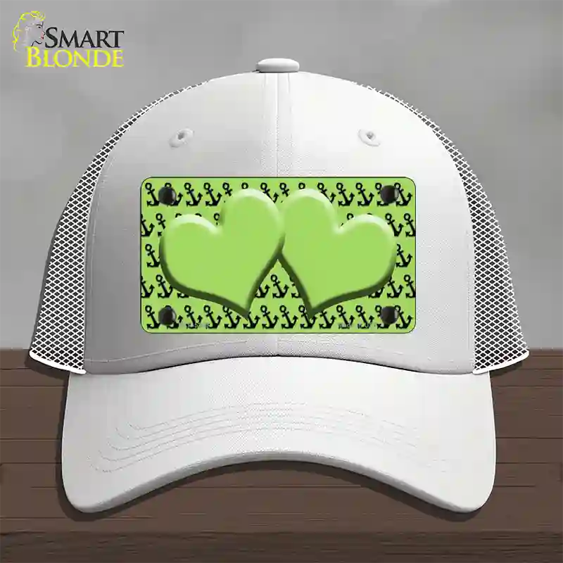 Lime Green Black Anchor Lime Green Heart Center Novelty License Plate Hat Mesh / White