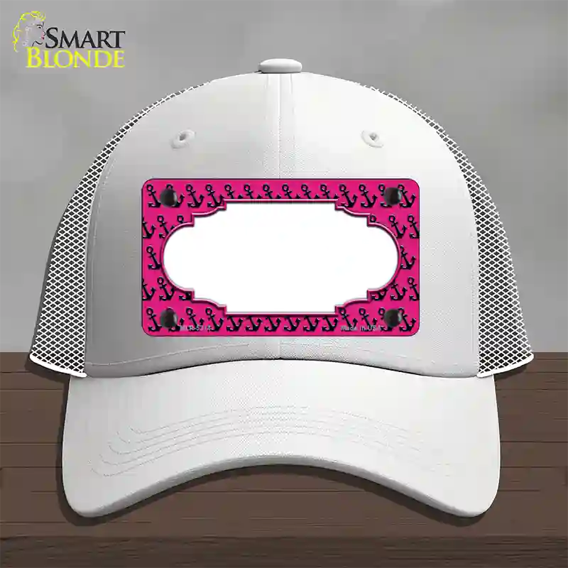 Pink Black Anchor Scallop Center Novelty License Plate Hat Mesh / White