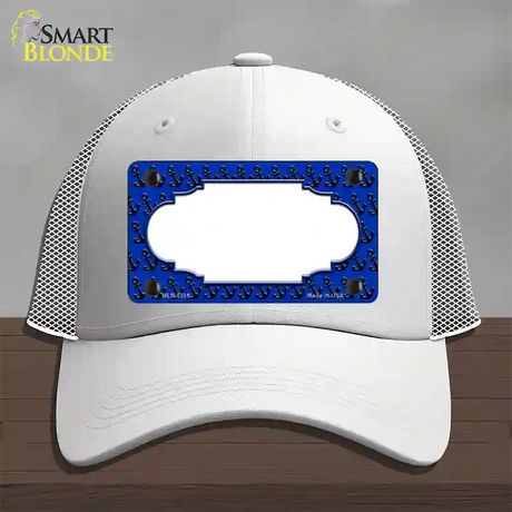 Blue Black Anchor Scallop Center Novelty License Plate Hat Mesh / White