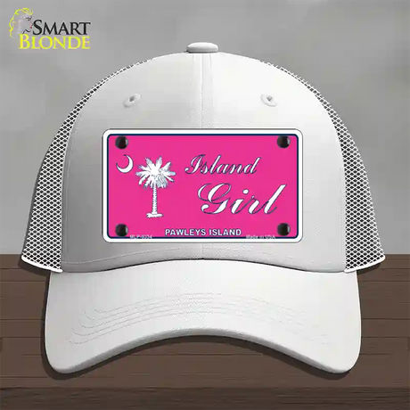 Island Girl Pink Novelty License Plate Hat Mesh / White