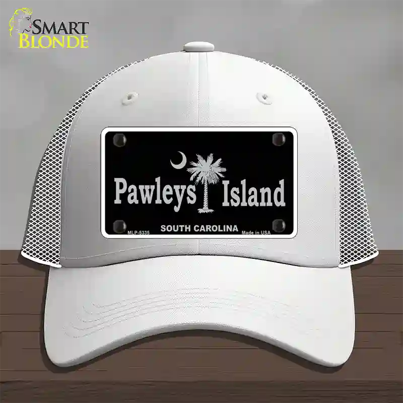 Pawleys Island Black Novelty License Plate Hat Mesh / White