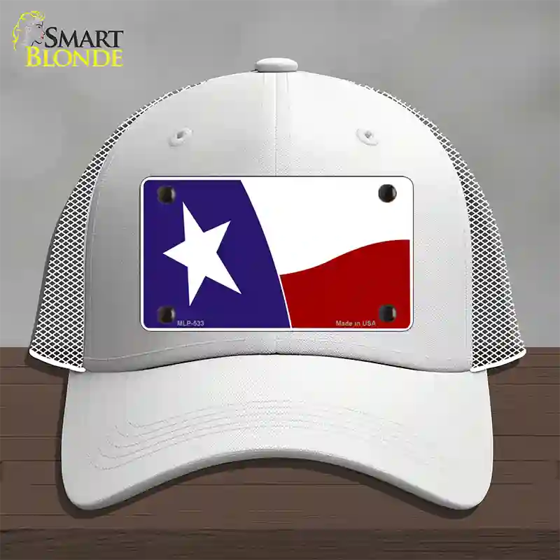 Texas State Flag Waving Novelty License Plate Hat Mesh / White