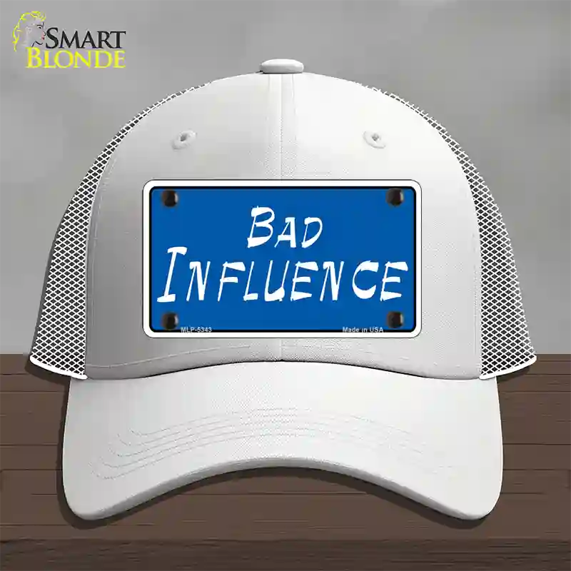 Bad Influence Novelty License Plate Hat Mesh / White