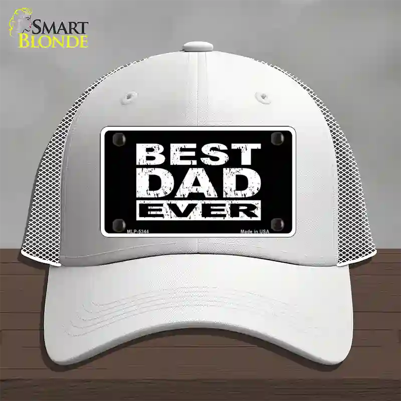 Best Dad Ever Novelty License Plate Hat Mesh / White