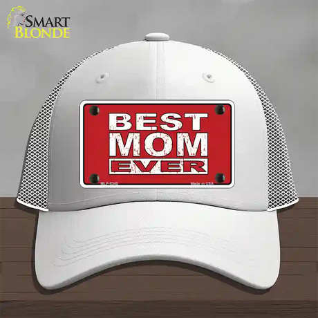 Best Mom Ever Red Novelty License Plate Hat Mesh / White