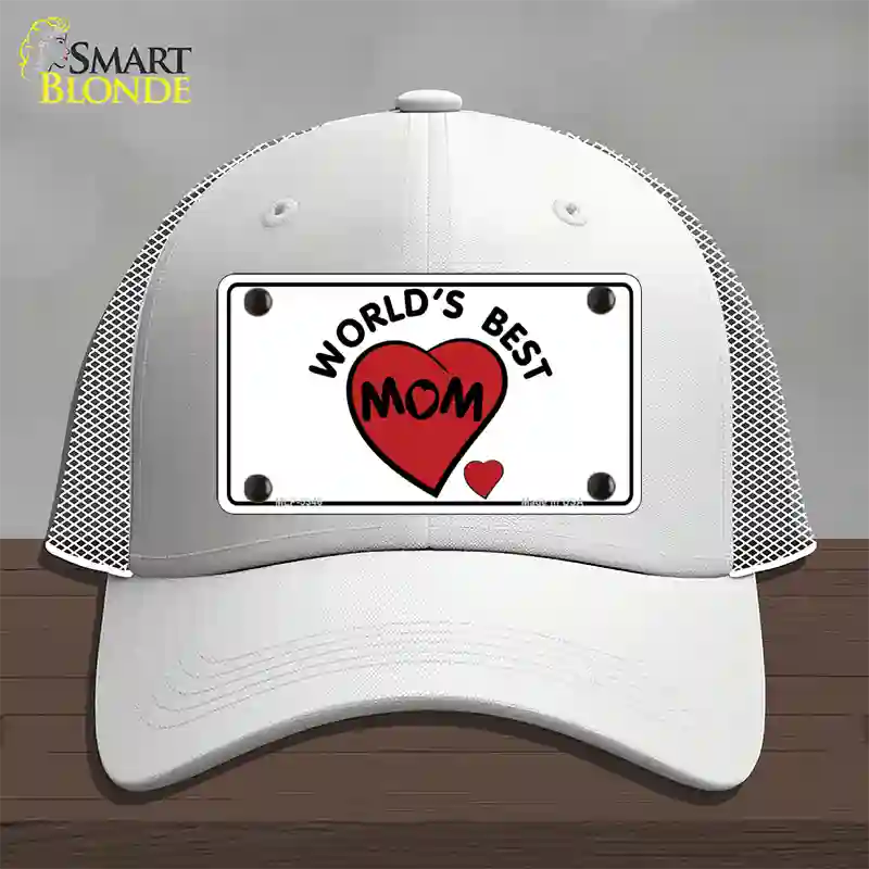 Worlds Best Mom Novelty License Plate Hat Mesh / White