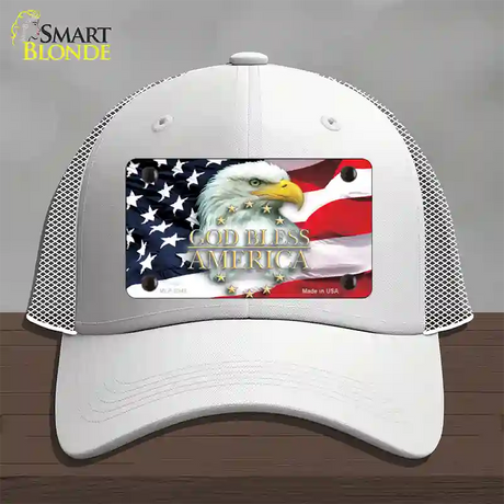 God Bless America Eagle Novelty License Plate Hat Mesh / White